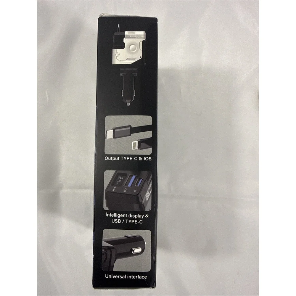 4 in 1 Fast Car‎ Phone Charger 66W, Retractable Cable and USB Car Charger